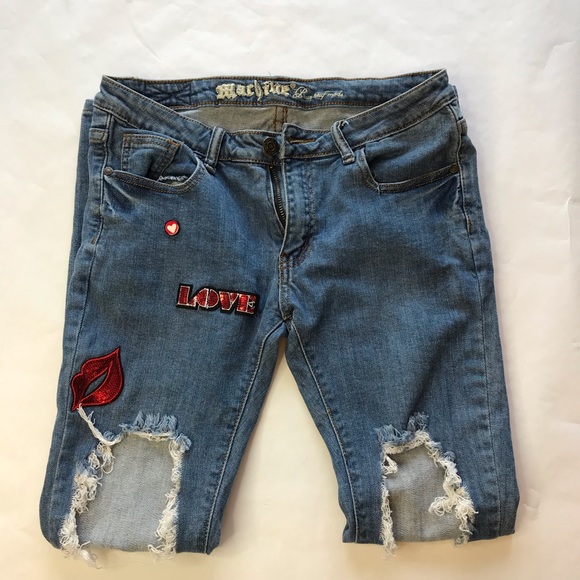 Machine Denim - Machine Women's Distressed Skinny Jeans 31 Cotton